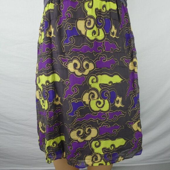 Free People Empire Waist Tiered Colorful Cloud Print Babydoll Dress Tie Back 2 - Picture 5 of 12